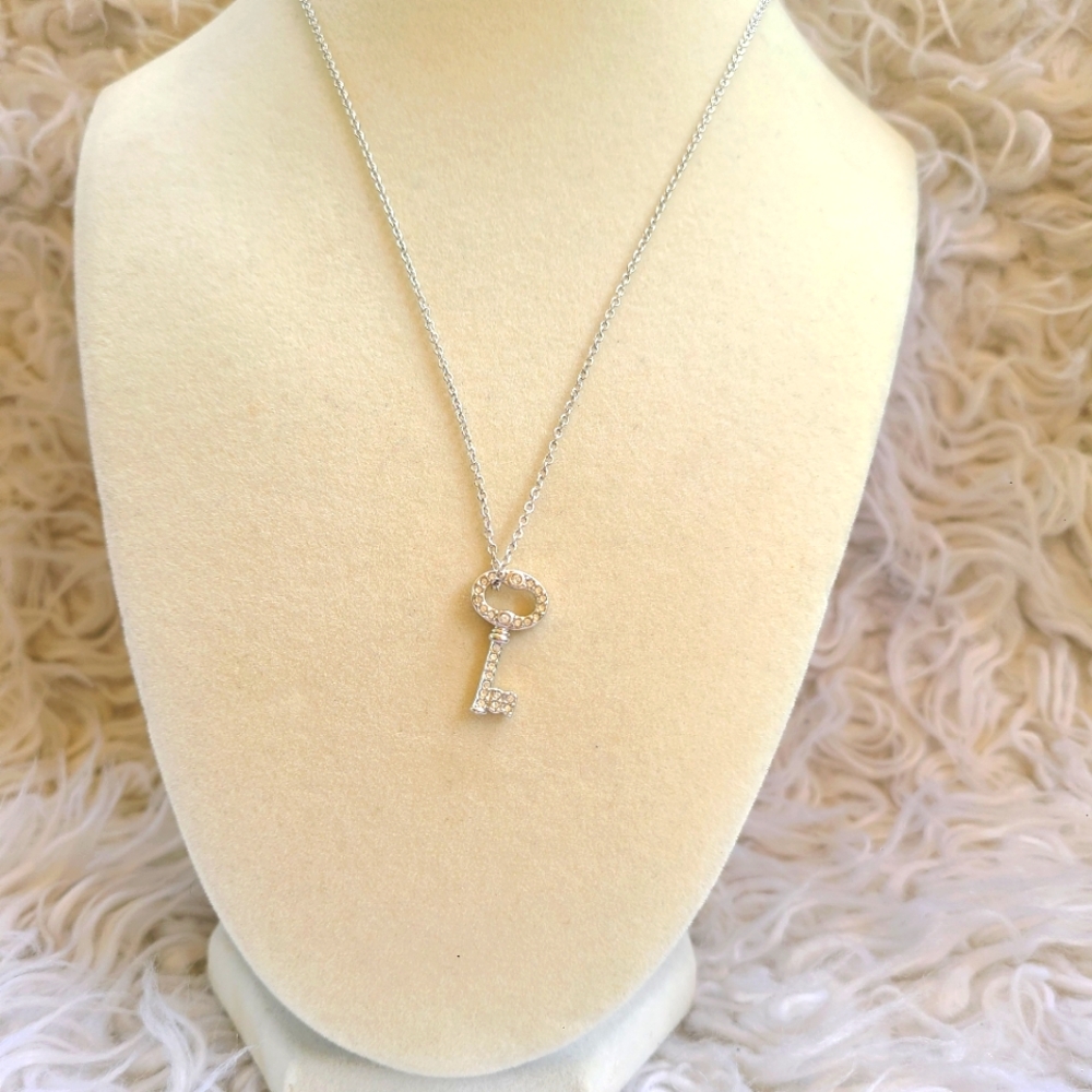 Rare Swarovski Stamped Key Pendant Necklace-Excellent Condition